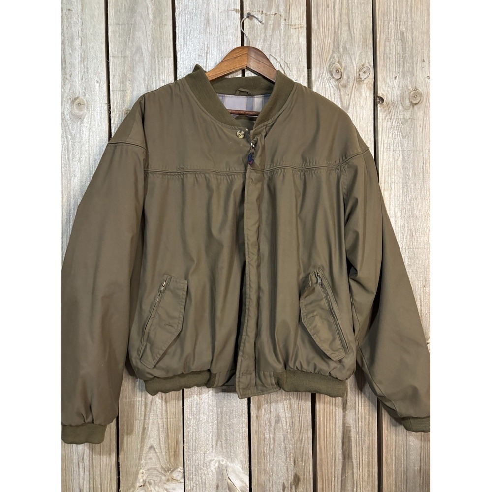 Catalina‎ Chocolate Brown Bomber Jacket Plaid Lined Military Workwear Men's M